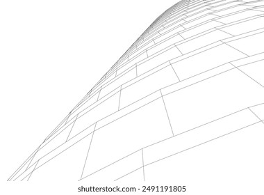 abstract architectural drawing  3d illustration