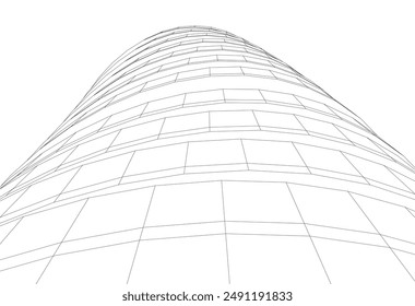 dibujo arquitectónico abstracto ilustración 3d