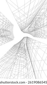 Abstract architectural drawing 3d illustration
