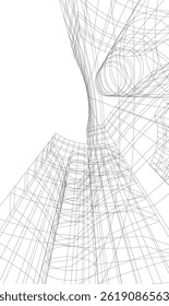 Abstract architectural drawing 3d illustration