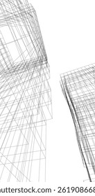 Abstract architectural drawing 3d illustration