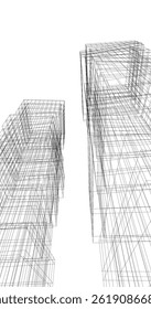 Abstract architectural drawing 3d illustration