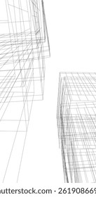 Abstract architectural drawing 3d illustration
