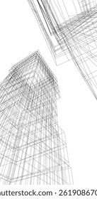 Abstract architectural drawing 3d illustration