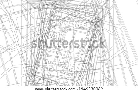 Abstract architectural drawing 3d illustration