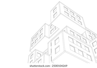 Abstractas dibujo arquitectónico 3D renderizado