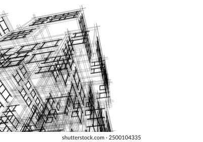 Abstract architectural drawing 3d rendering