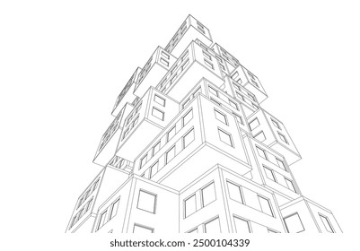 Abstract architectural drawing 3d rendering
