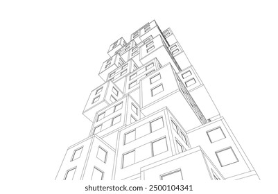 Abstract architectural drawing 3d rendering