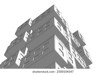 Abstract architectural drawing 3d rendering