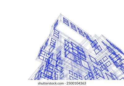 Abstract architectural drawing 3d rendering