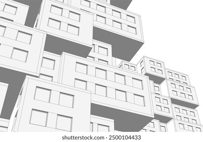 Abstractas dibujo arquitectónico 3D renderizado