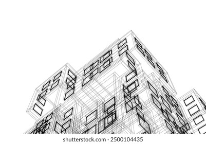 Abstract architectural drawing 3d rendering