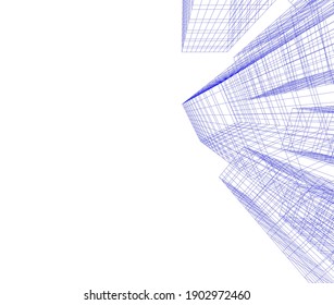 abstract architectural drawing 3d vector illustration