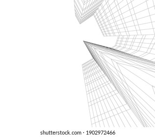 abstract architectural drawing 3d vector illustration