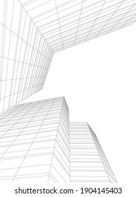 abstract architectural drawing 3d vector illustration