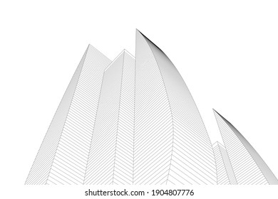 abstract architectural drawing 3d vector illustration