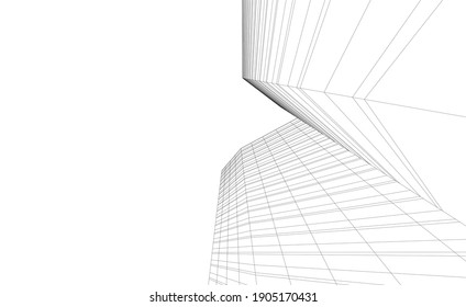 abstrakte architektonische Zeichnung 3D-Vektorgrafik