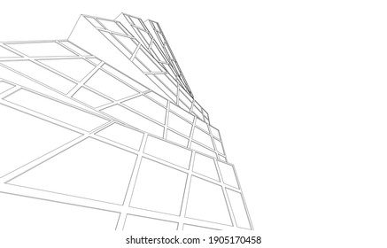 abstract architectural drawing 3d vector illustration