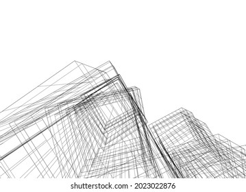 abstract architectural drawing 3d vector illustration