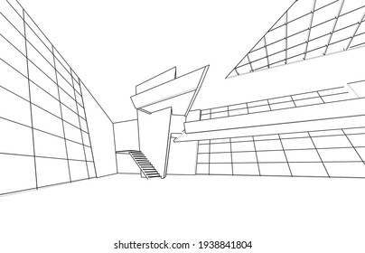 abstrakte Architekturzeichnung 3D-Ansicht