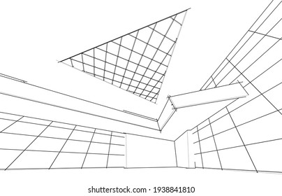 dibujo arquitectónico abstracto vista 3d