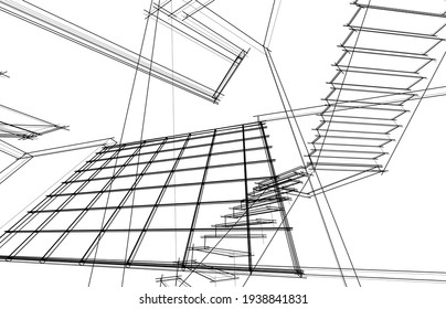 dibujo arquitectónico abstracto vista 3d
