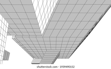 dibujo arquitectónico abstracto vista 3d