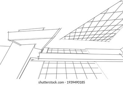 dibujo arquitectónico abstracto vista 3d
