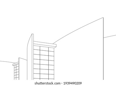abstract architectural drawing 3d view