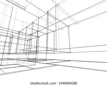 abstract architectural drawing 3d view