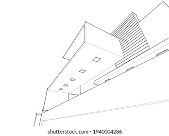 abstract architectural drawing 3d view