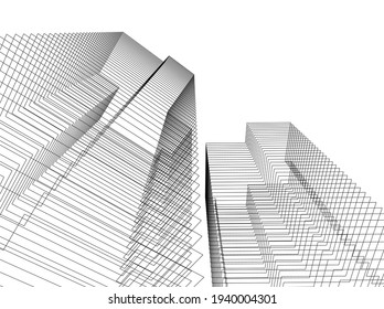 abstract architectural drawing 3d view
