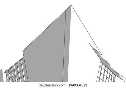 dibujo arquitectónico abstracto vista 3d