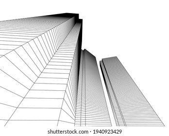 abstract architectural drawing 3d view