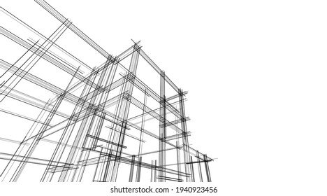 abstract architectural drawing 3d view