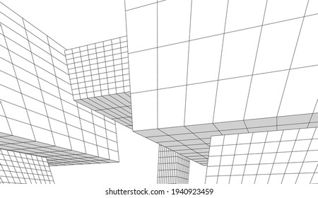 abstract architectural drawing 3d view