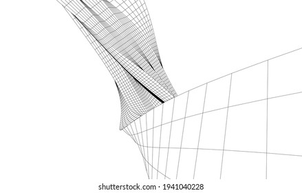 abstract architectural drawing 3d view