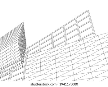 abstrakte Architekturzeichnung 3D-Ansicht