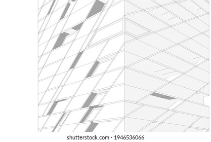 Abstract architectural drawing 3d view
