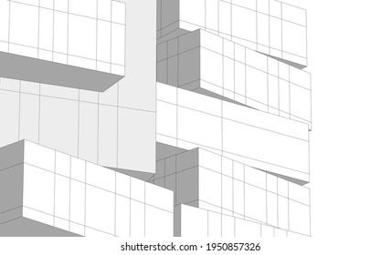 abstract architectural drawing 3d view