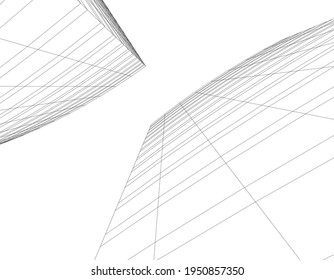 abstract architectural drawing 3d view