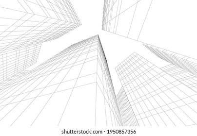 abstract architectural drawing 3d view