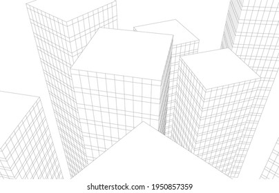 dibujo arquitectónico abstracto vista 3d