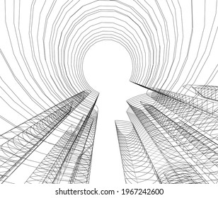 abstract architectural drawing 3d view