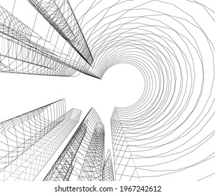 abstract architectural drawing 3d view
