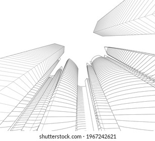 dibujo arquitectónico abstracto vista 3d