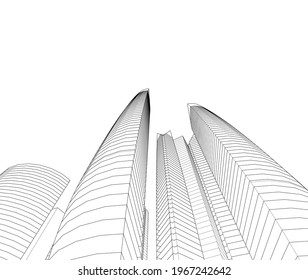 abstract architectural drawing 3d view