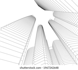 abstract architectural drawing 3d view