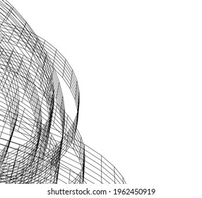  diseño lineal de dibujo arquitectónico abstracto